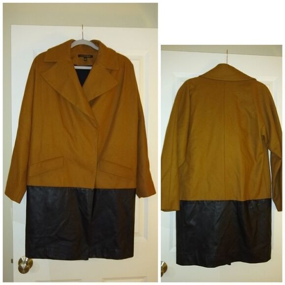 Cynthia Steffe color block wool and lambskin coat size 6 - Picture 5 of 14